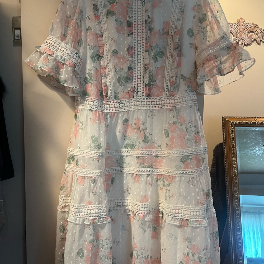 Rachel Parcell Floral Ruffle Sleeve Dress